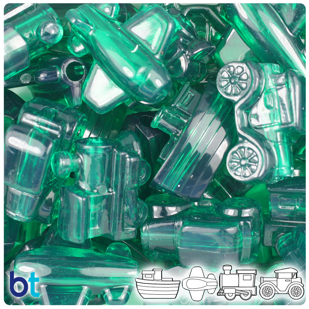 Emerald Transparent Mini Mobile Pony Beads (2oz)