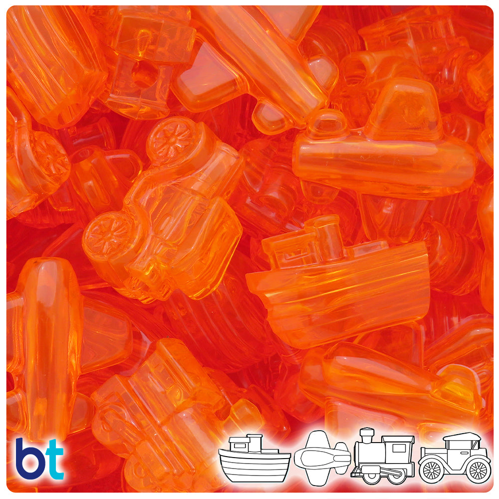 Orange Transparent Mini Mobile Pony Beads (2oz)