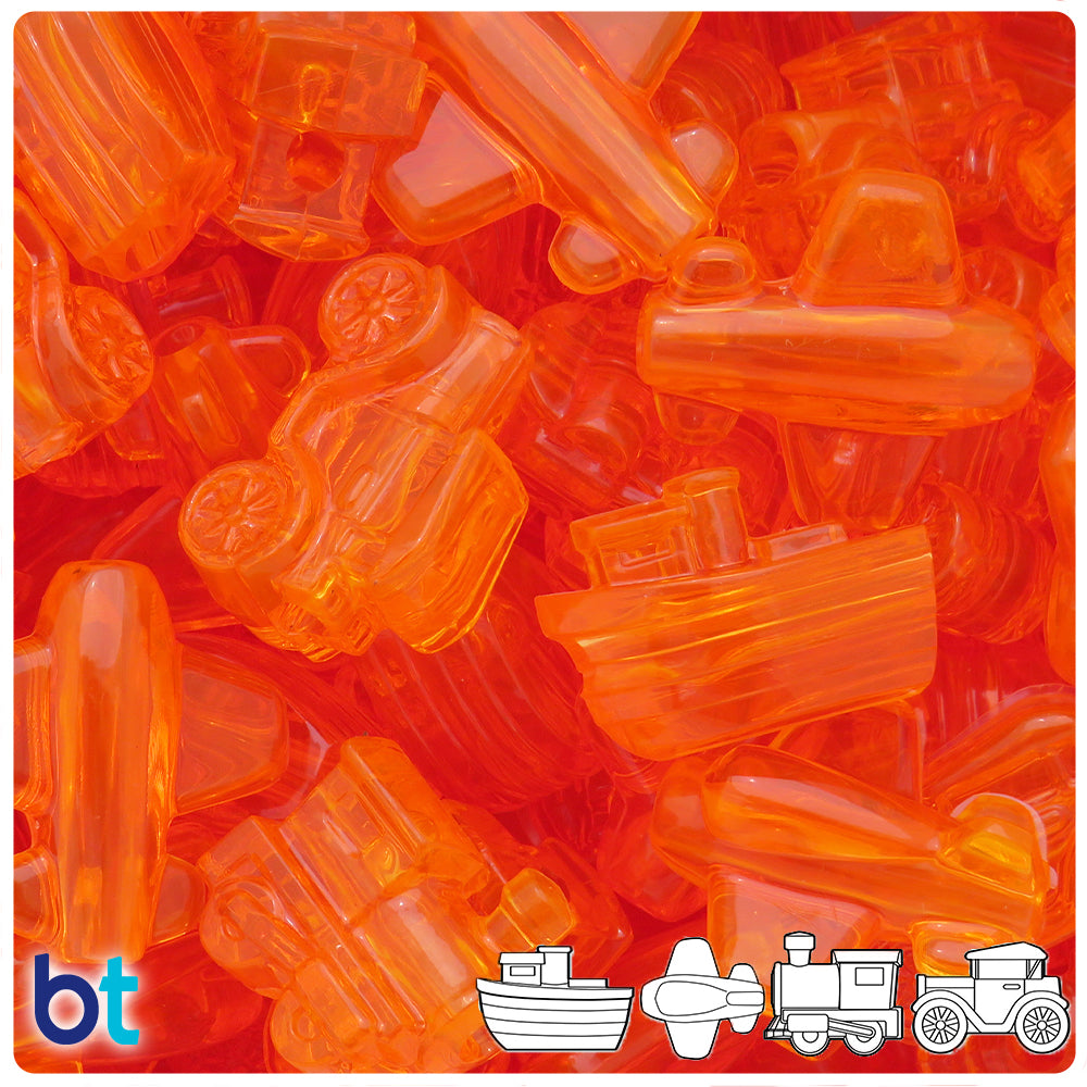 Orange Transparent Mini Mobile Pony Beads (8pcs)