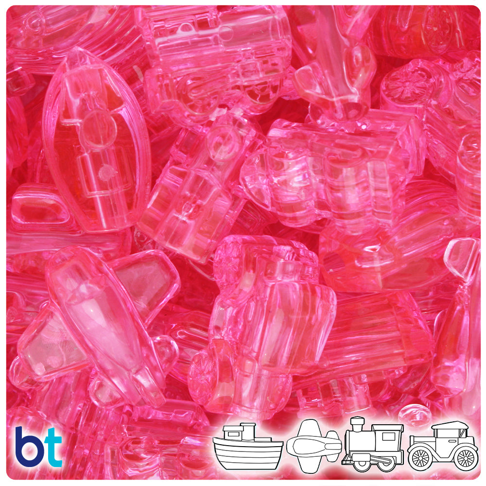 Pink Transparent Mini Mobile Pony Beads (2oz)