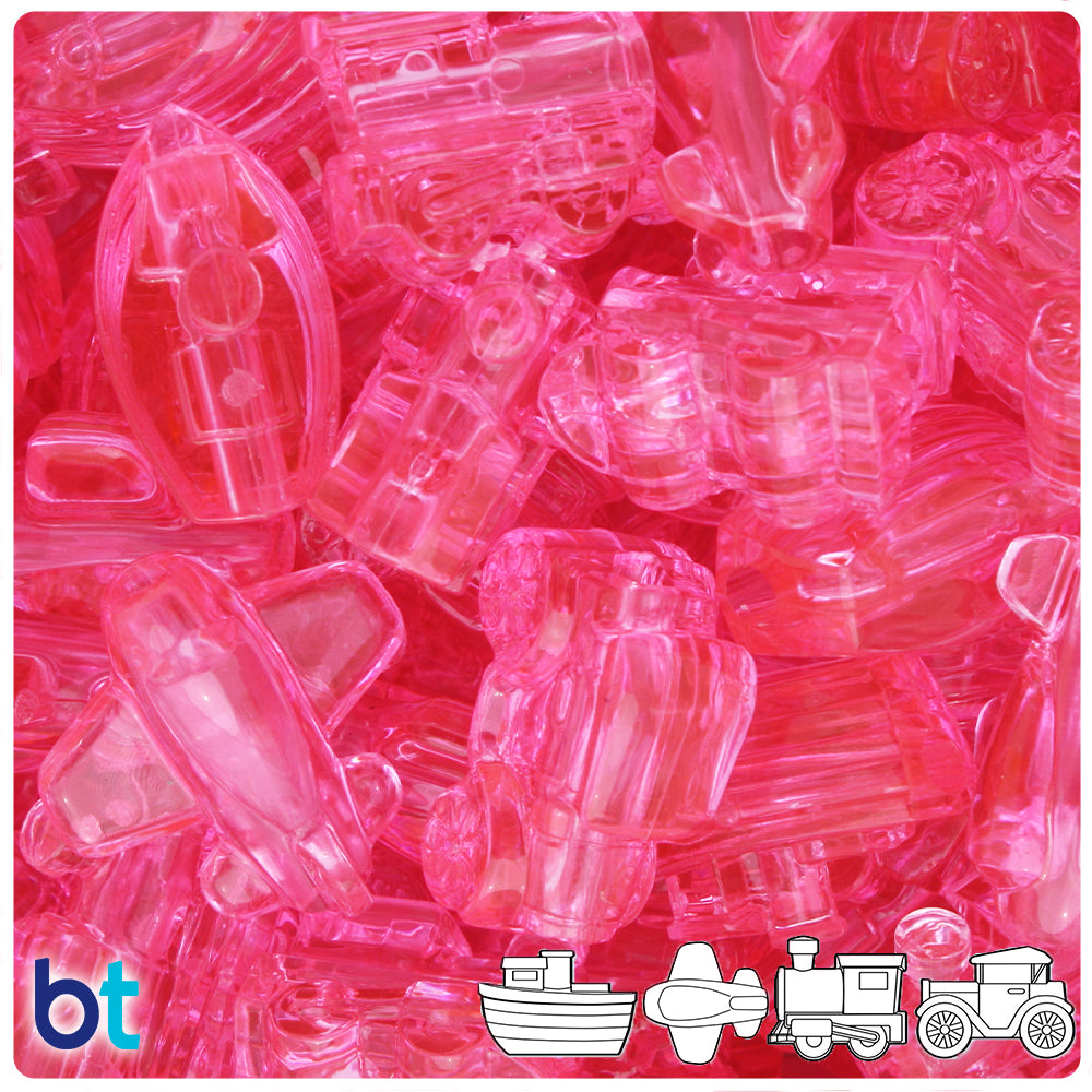 Pink Transparent Mini Mobile Pony Beads (8pcs)