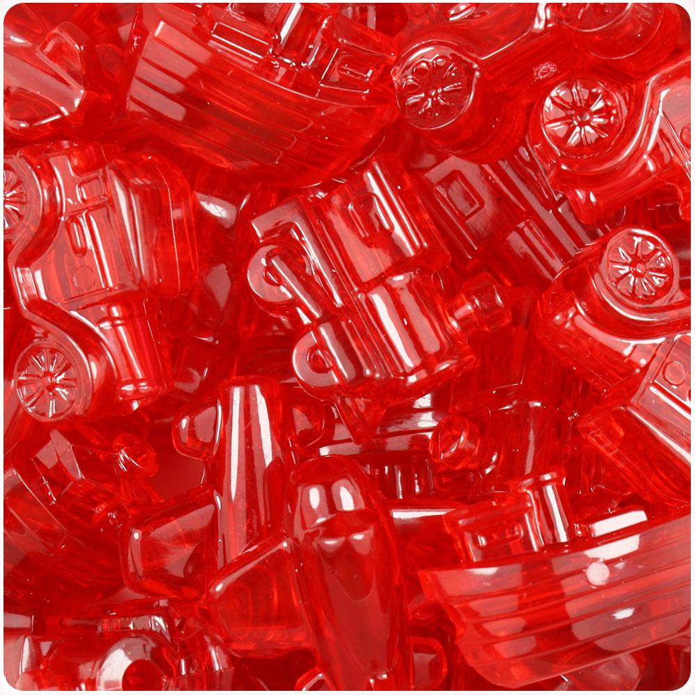 Ruby Transparent Mini Mobile Pony Beads (8pcs)