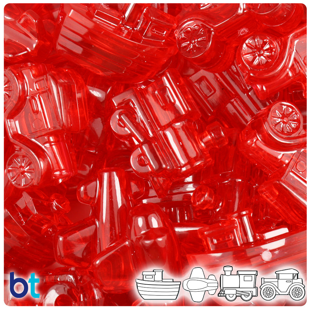 Ruby Transparent Mini Mobile Pony Beads (2oz)