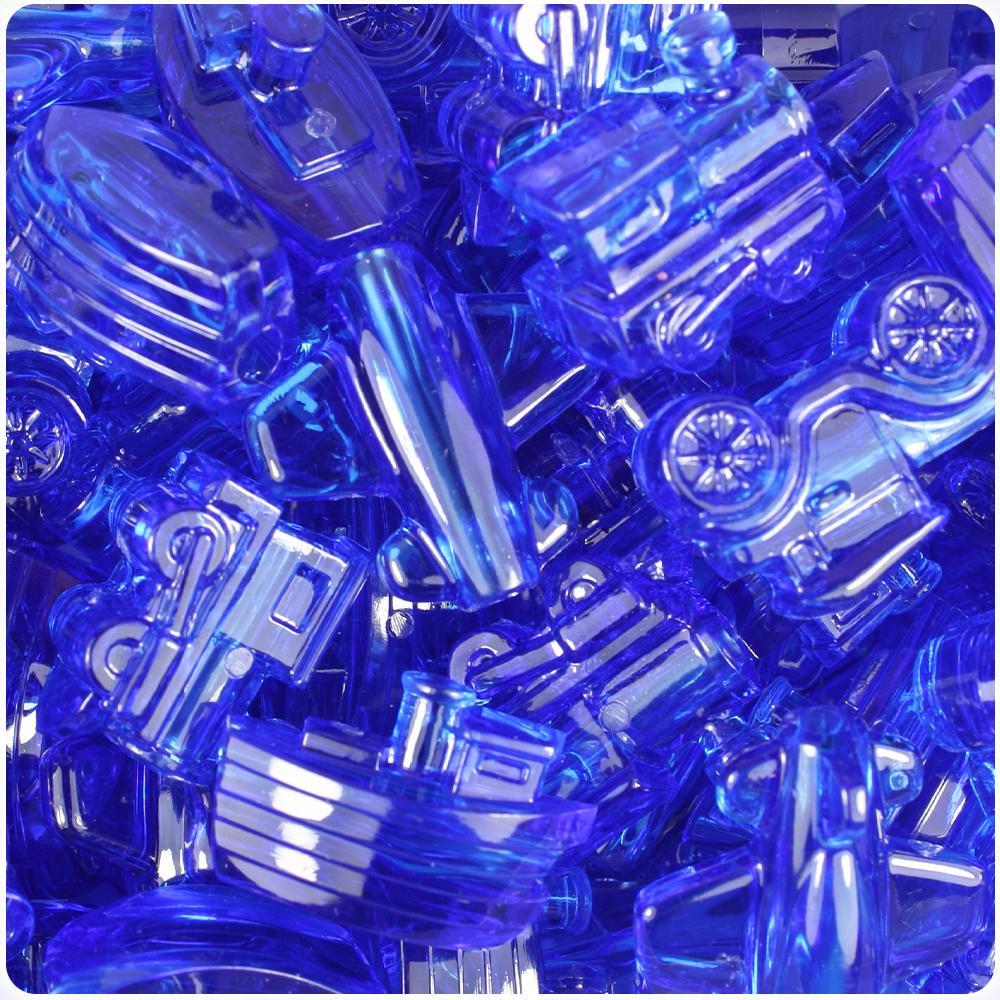 Dark Sapphire Transparent Mini Mobile Pony Beads (8pcs)