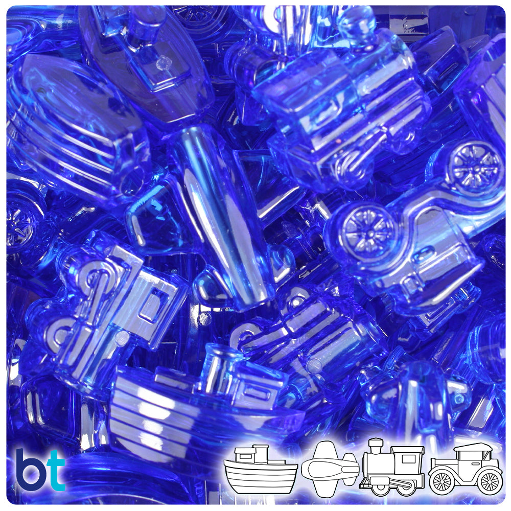 Dark Sapphire Transparent Mini Mobile Pony Beads (2oz)