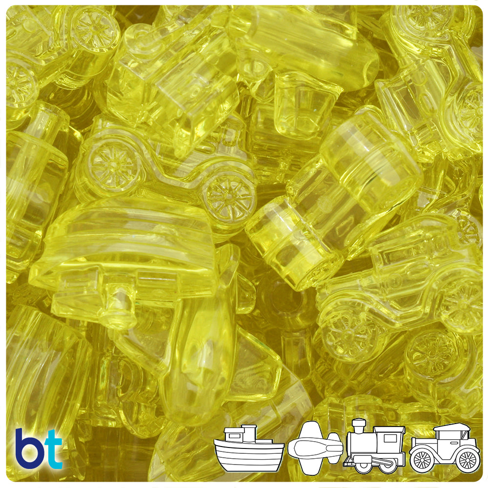 Yellow Transparent Mini Mobile Pony Beads (8pcs)