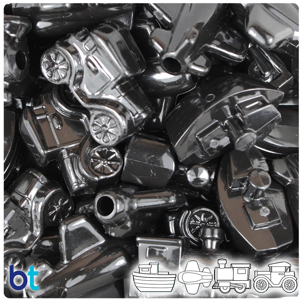 Black Opaque Mini Mobile Pony Beads (2oz)