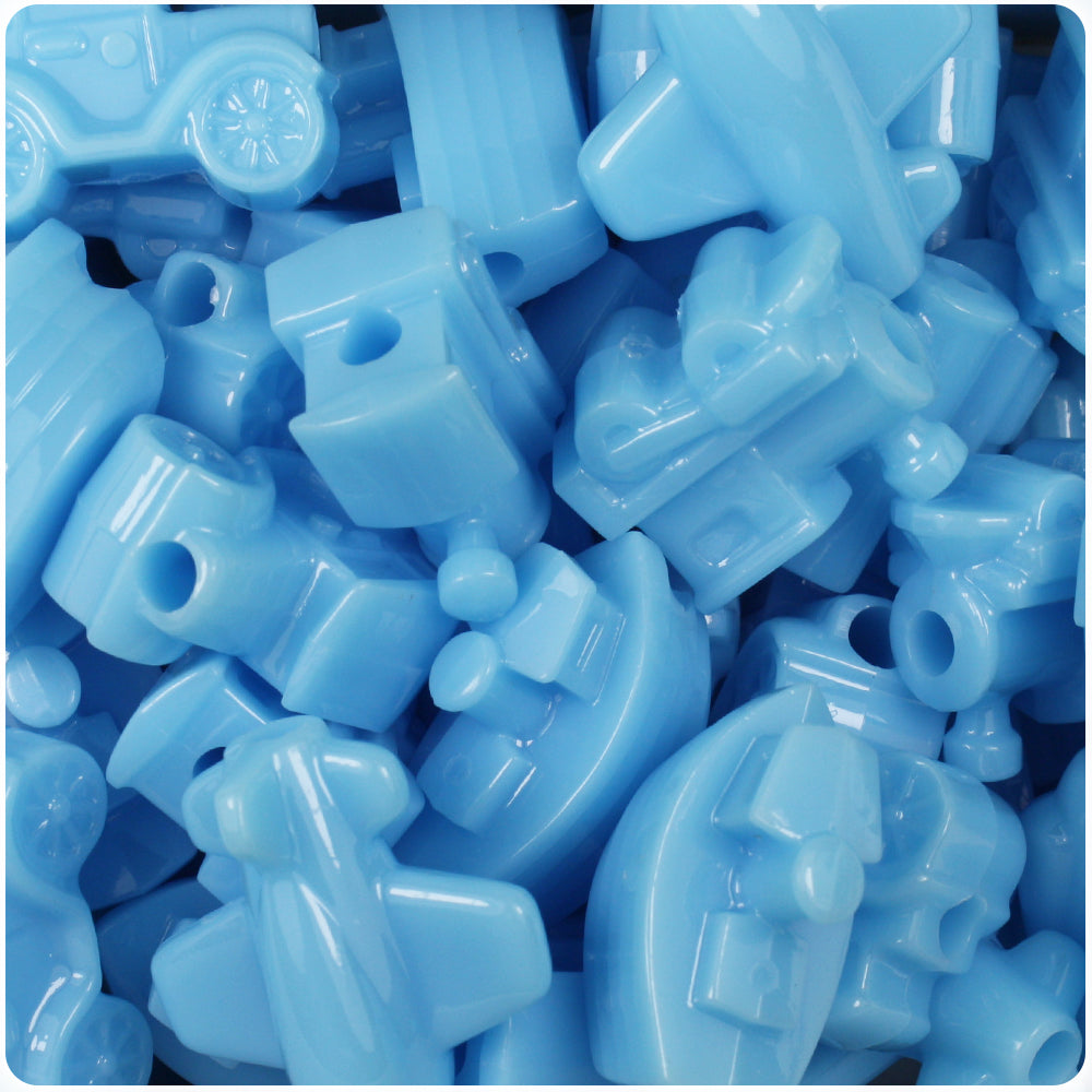 Baby Blue Opaque Mini Mobile Pony Beads (8pcs)