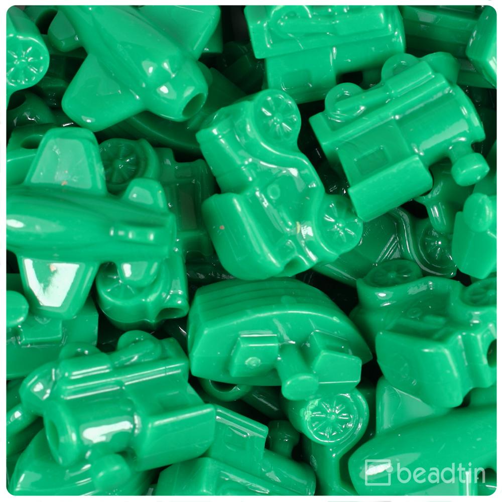 Green Opaque Mini Mobile Pony Beads (8pcs)