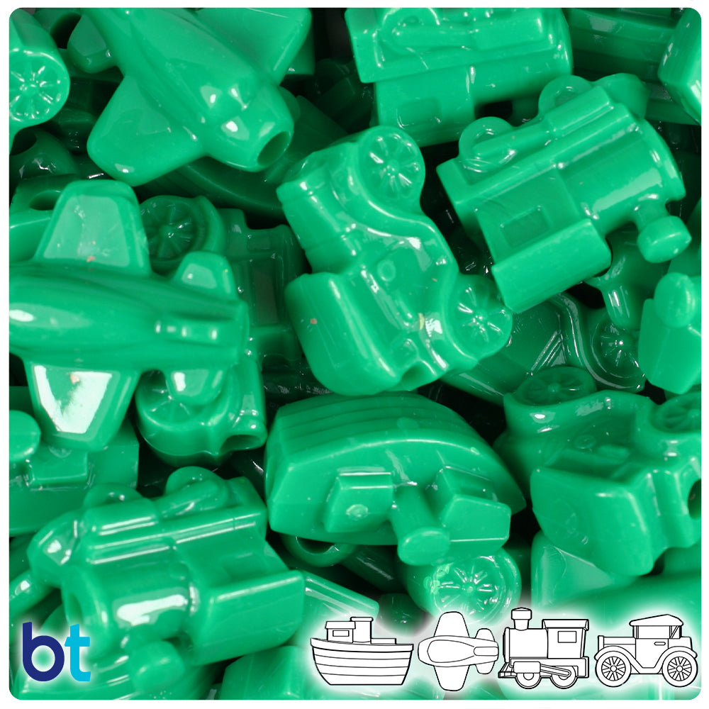 Green Opaque Mini Mobile Pony Beads (2oz)