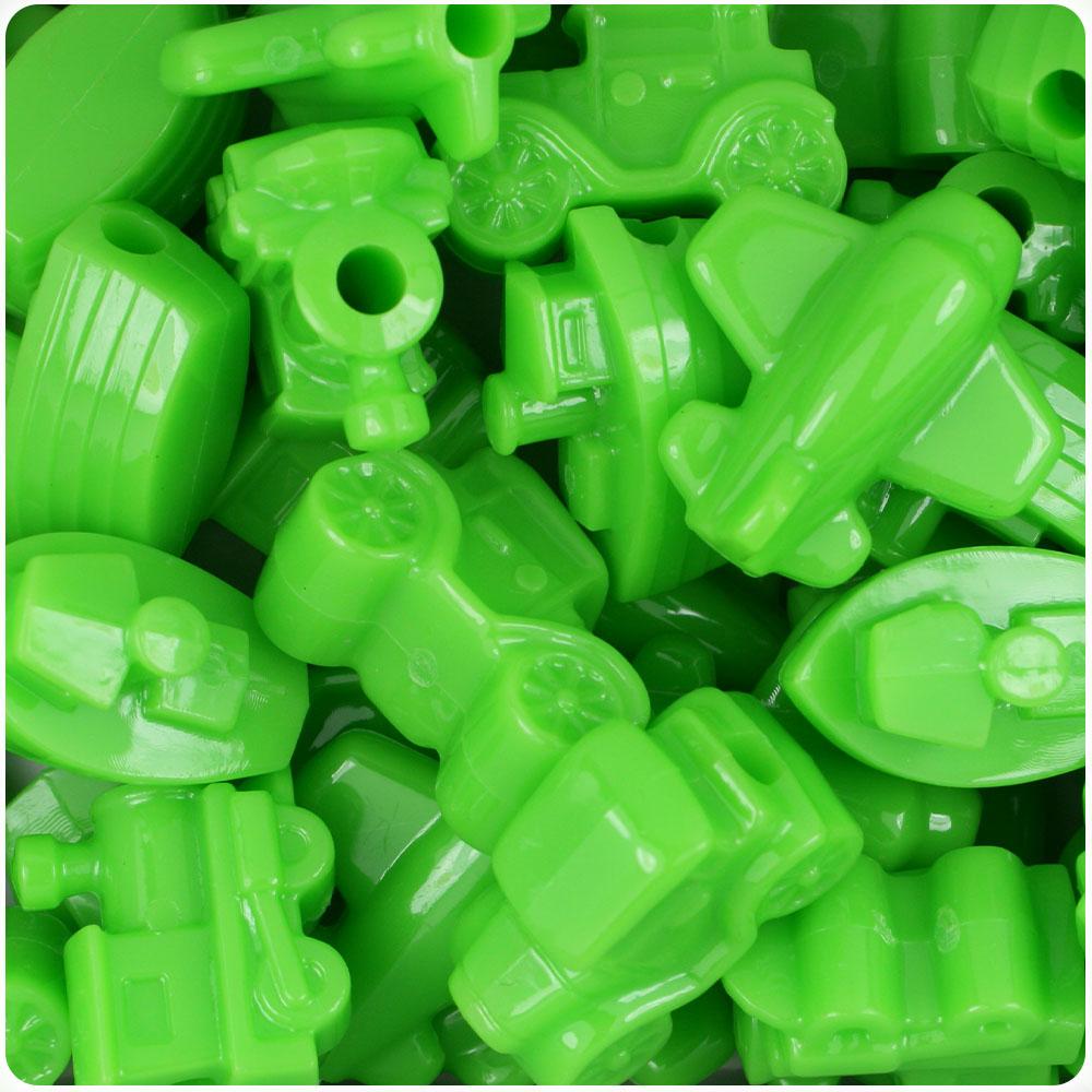 Lime Opaque Mini Mobile Pony Beads (8pcs)