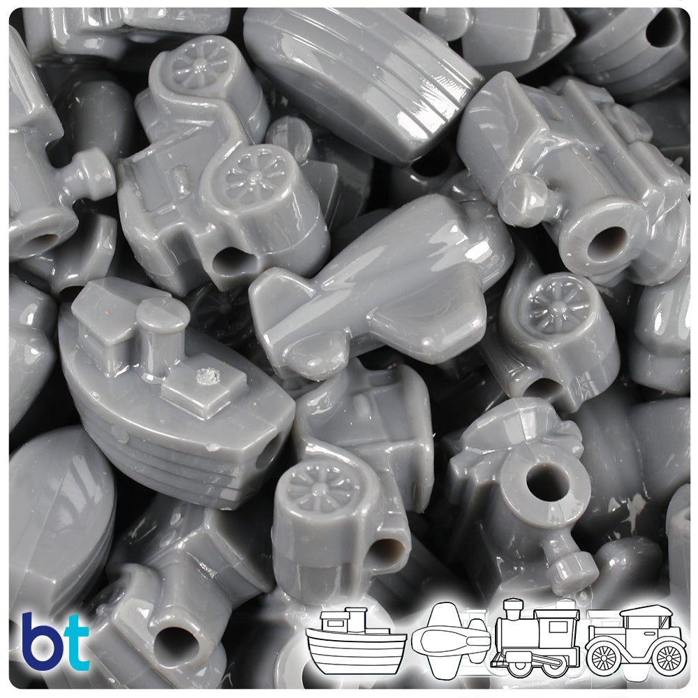 Dark Grey Opaque Mini Mobile Pony Beads (2oz)