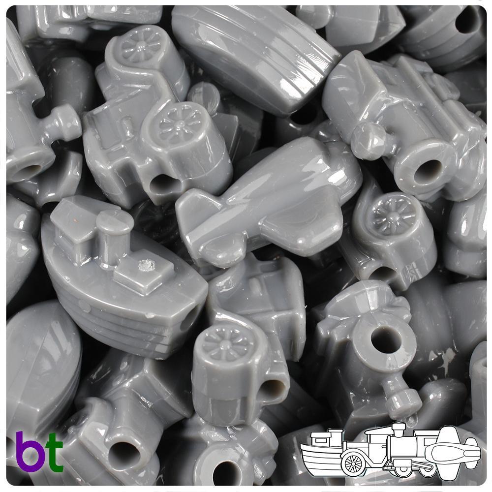 Dark Grey Opaque Mini Mobile Pony Beads (8pcs)