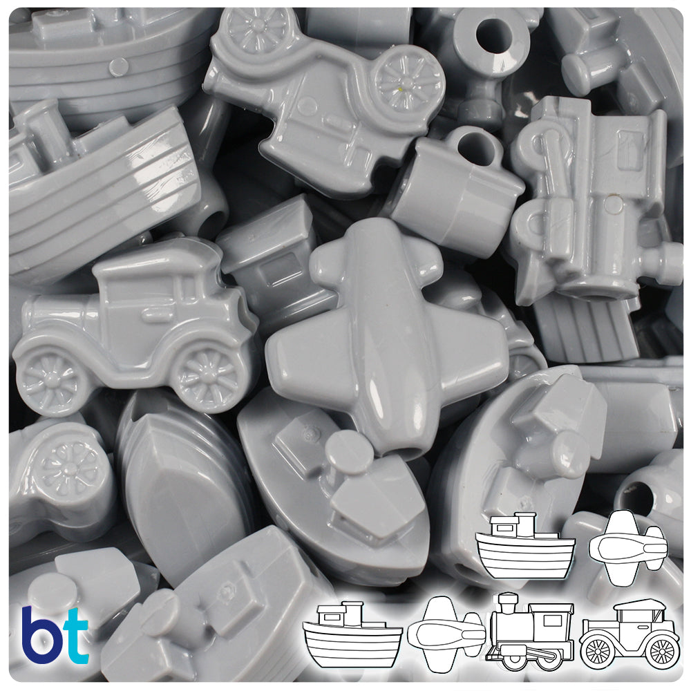 Grey Opaque Mini Mobile Pony Beads (2oz)