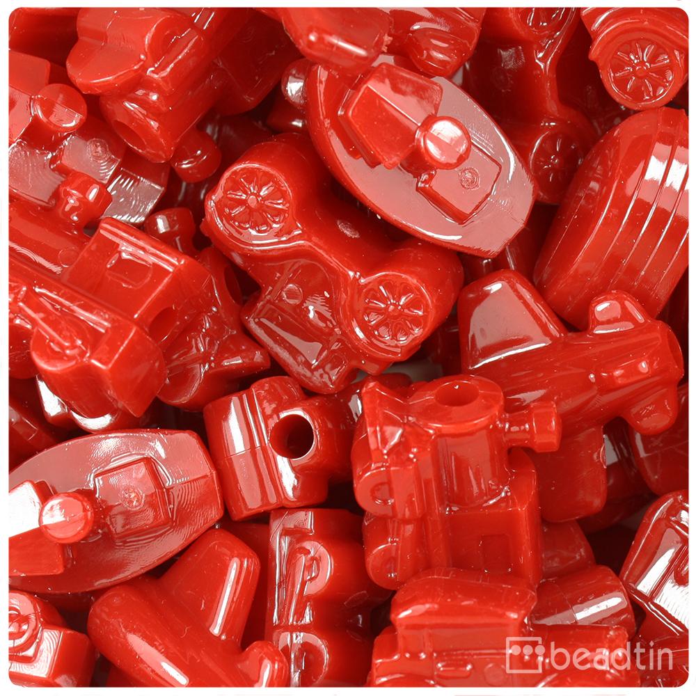 Red Opaque Mini Mobile Pony Beads (8pcs)