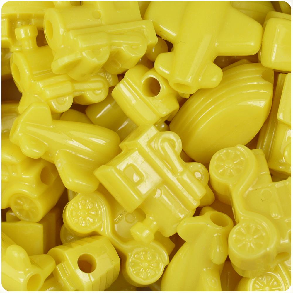 Yellow Opaque Mini Mobile Pony Beads (8pcs)