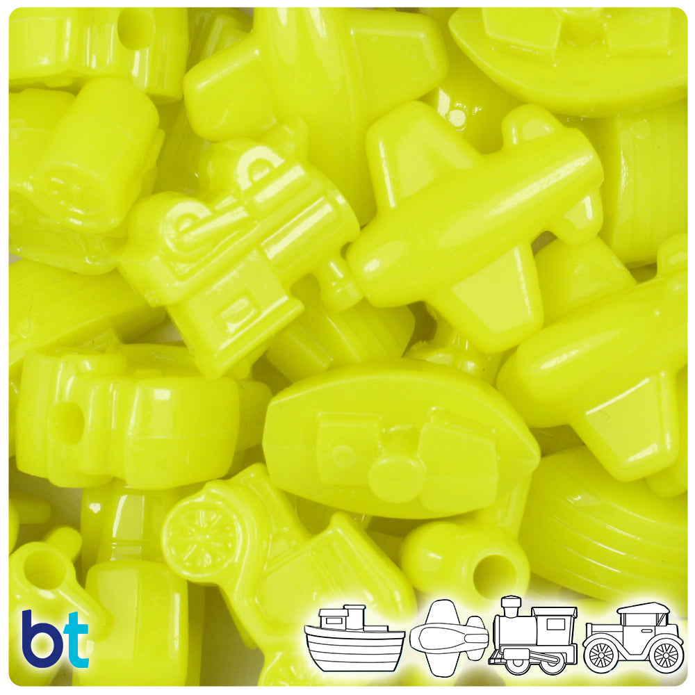 Lemon Neon Bright Mini Mobile Pony Beads (2oz)