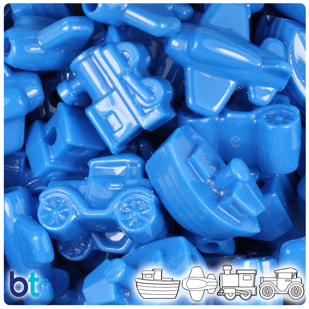True Blue Neon Bright Mini Mobile Pony Beads (2oz)