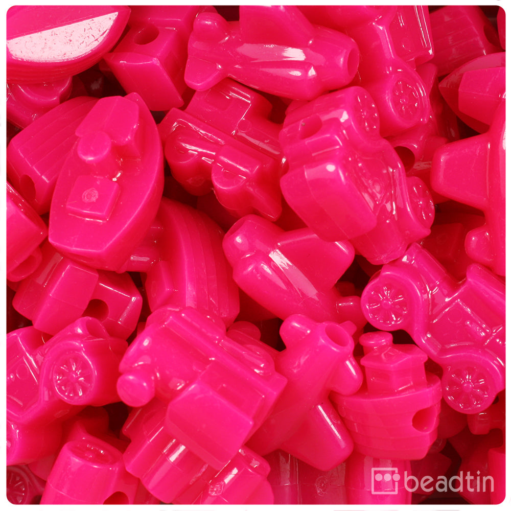 Magenta Neon Bright Mini Mobile Pony Beads (8pcs)