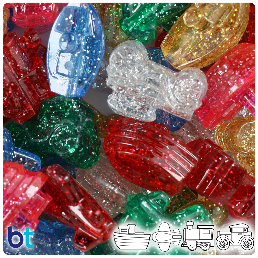 BeadTin Classic Sparkle Mix 13mm Small Shape Mix Plastic Pony Beads (4oz)