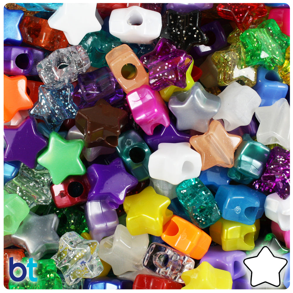 Randomly Mixed 13mm Star Pony Beads (250pcs)