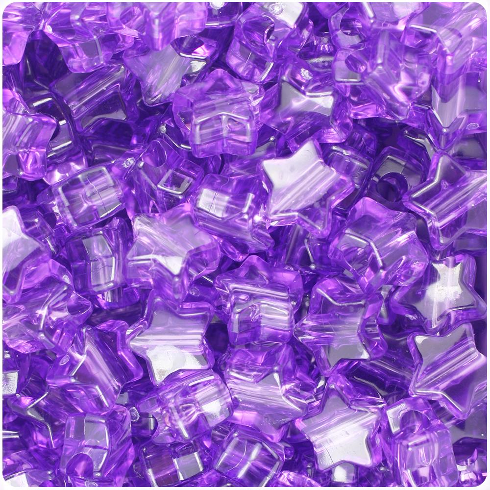 Amethyst Transparent 13mm Star Pony Beads (50pcs)