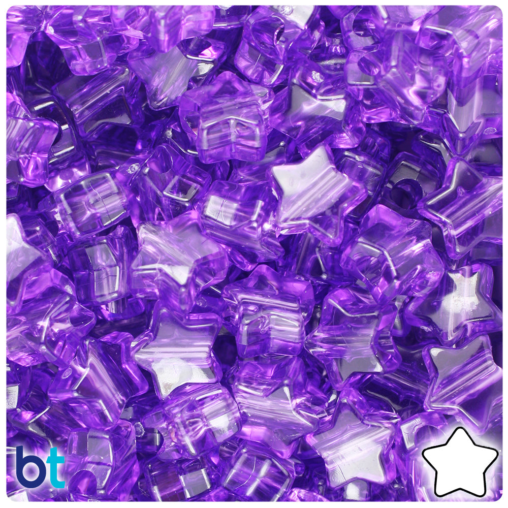 Amethyst Transparent 13mm Star Pony Beads (250pcs)