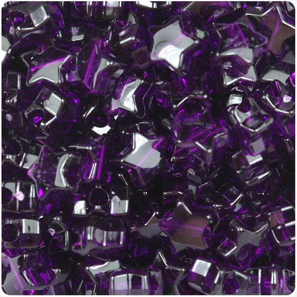 Dark Amethyst Transparent 13mm Star Pony Beads (50pcs)