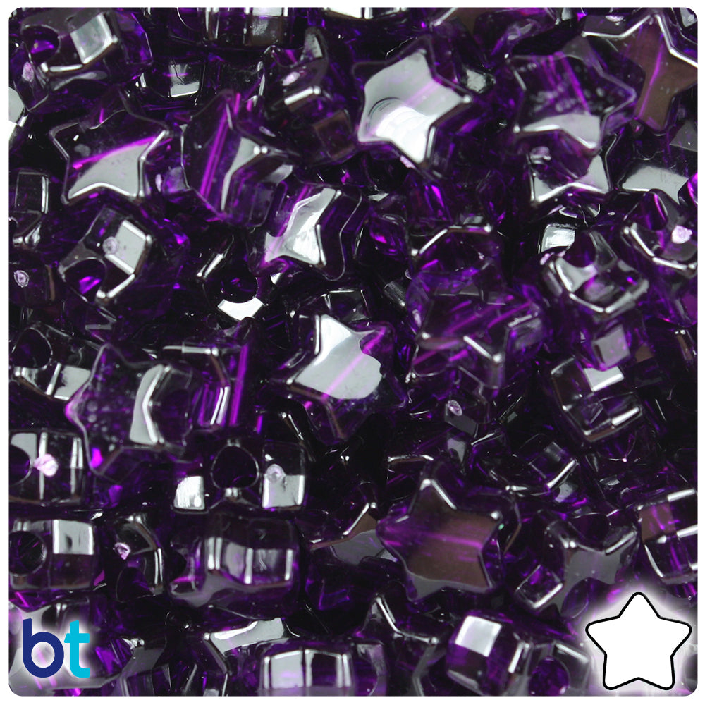 Dark Amethyst Transparent 13mm Star Pony Beads (250pcs)