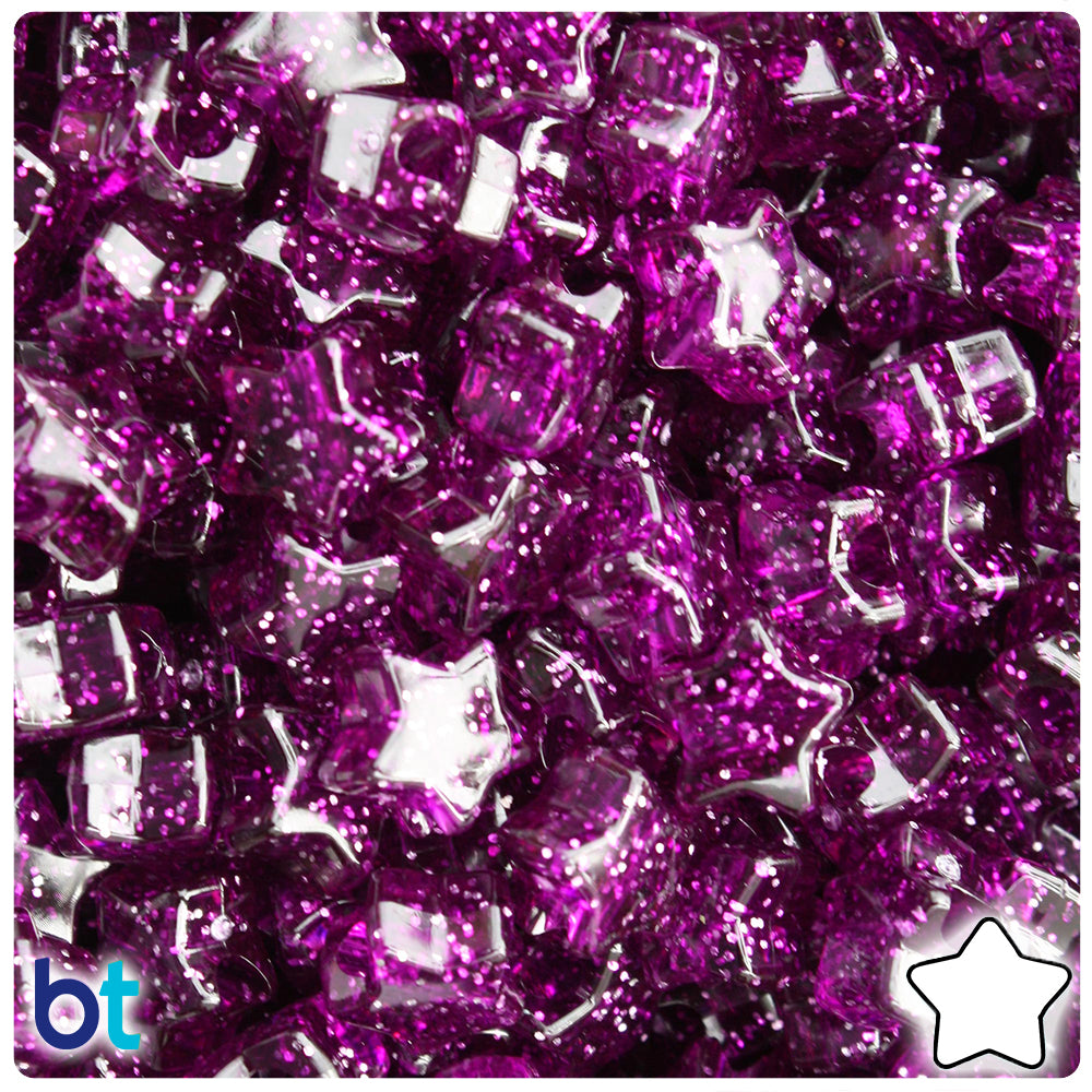 Dark Amethyst Sparkle 13mm Star Pony Beads (250pcs)