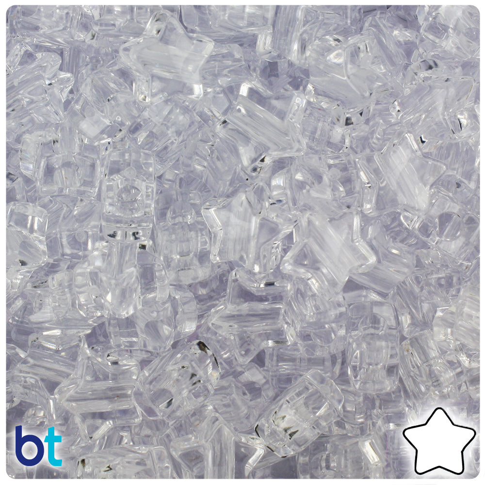 Crystal Transparent 13mm Star Pony Beads (250pcs)