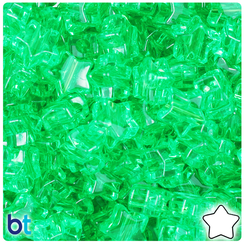 Mint Transparent 13mm Star Pony Beads (250pcs)