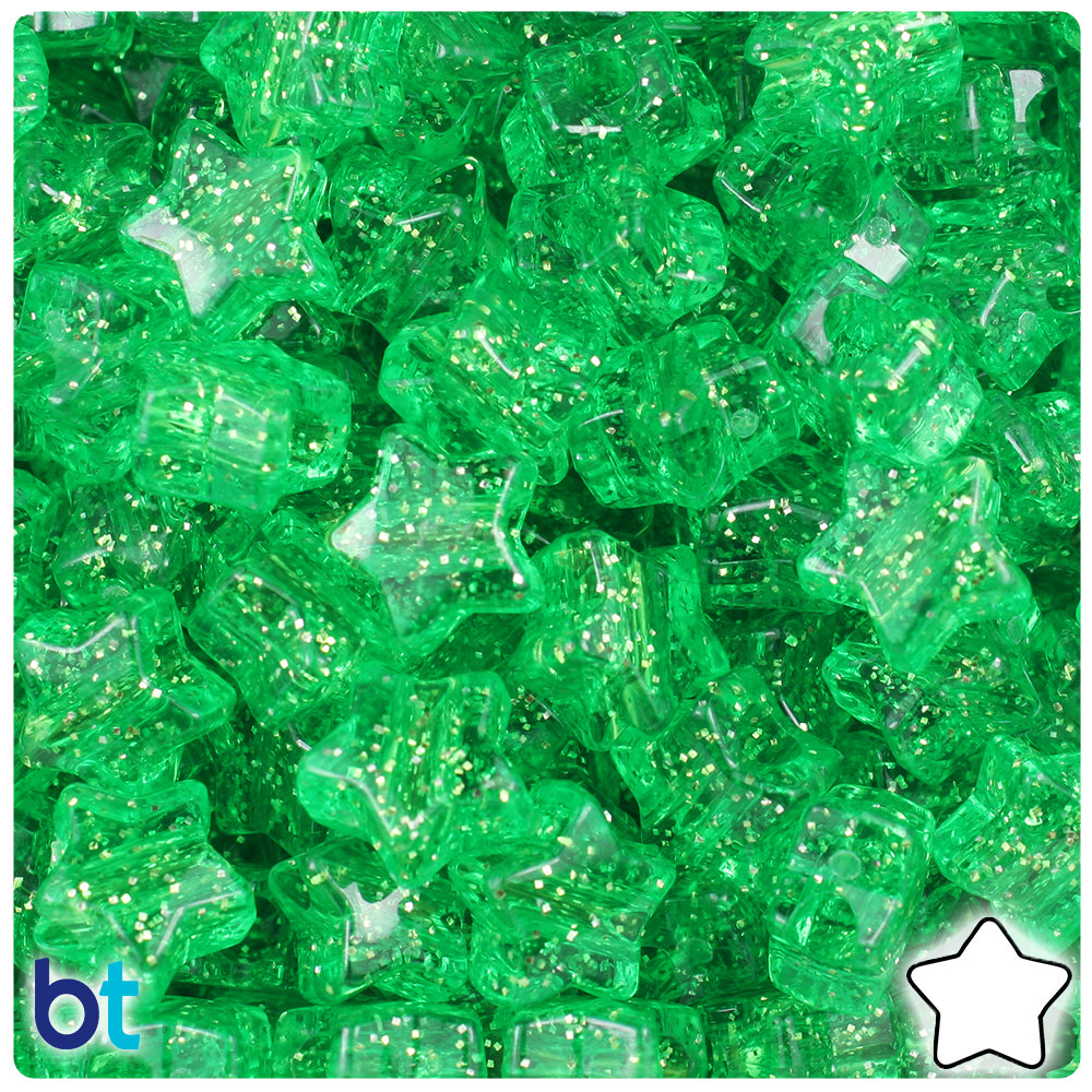 Mint Sparkle 13mm Star Pony Beads (250pcs)