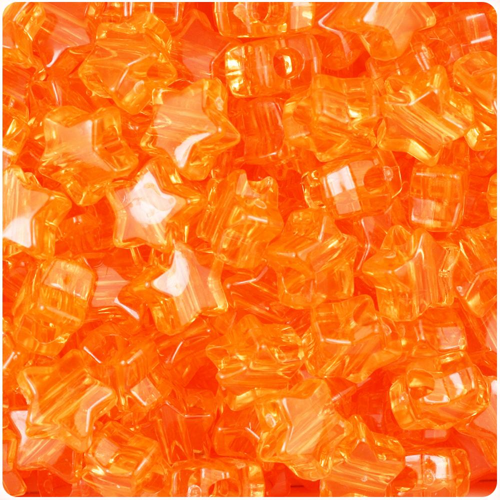 Orange Transparent 13mm Star Pony Beads (50pcs)