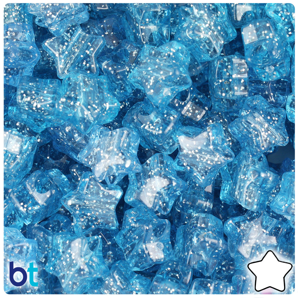 Light Sapphire Sparkle 13mm Star Pony Beads (250pcs)