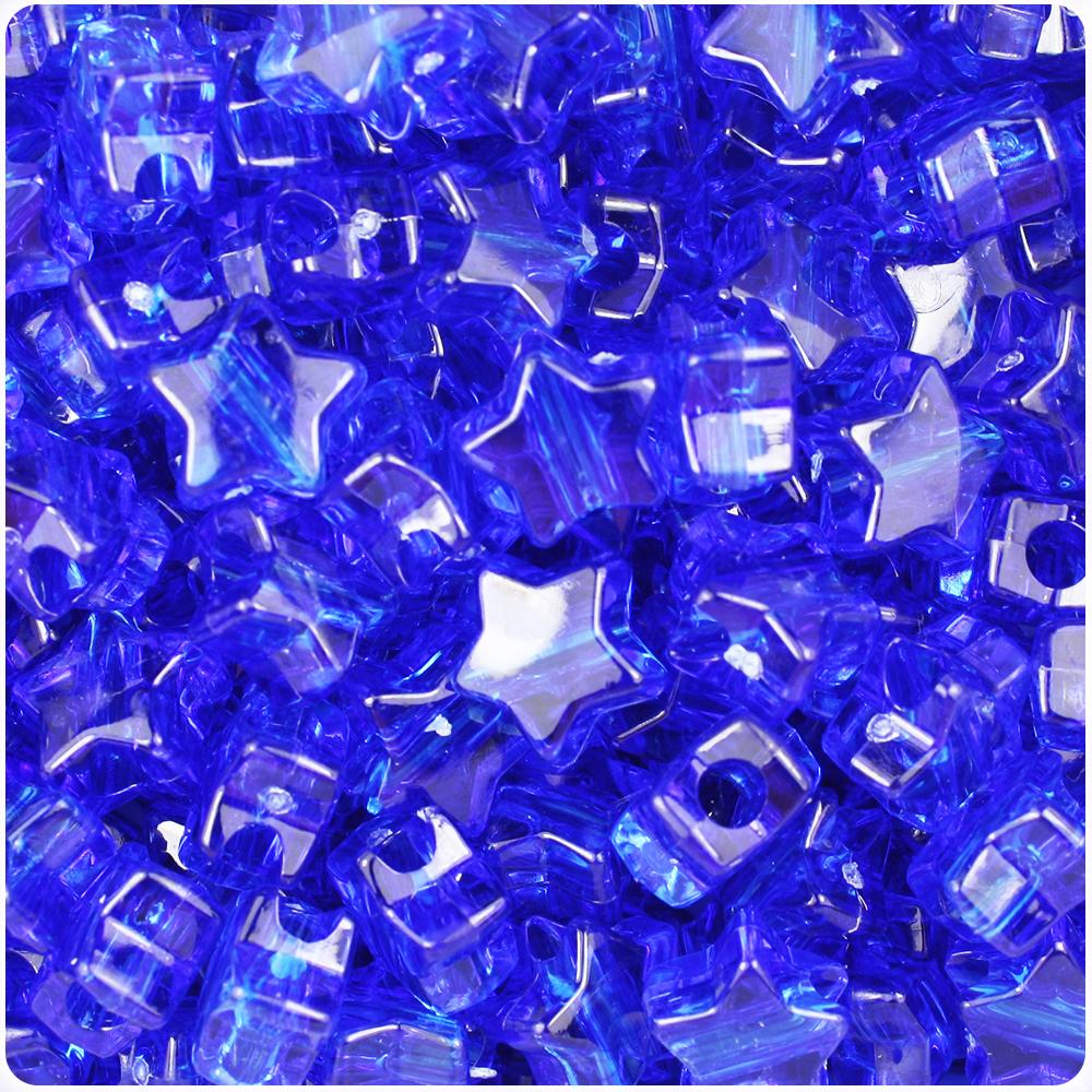 Dark Sapphire Transparent 13mm Star Pony Beads (50pcs)