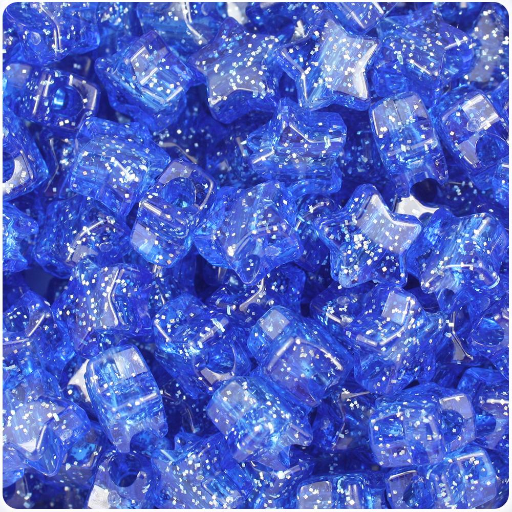 Dark Sapphire Sparkle 13mm Star Pony Beads (50pcs)