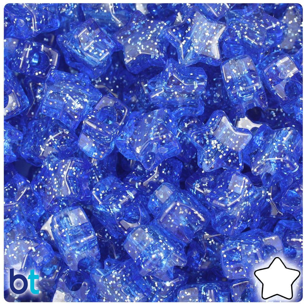 Dark Sapphire Sparkle 13mm Star Pony Beads (250pcs)