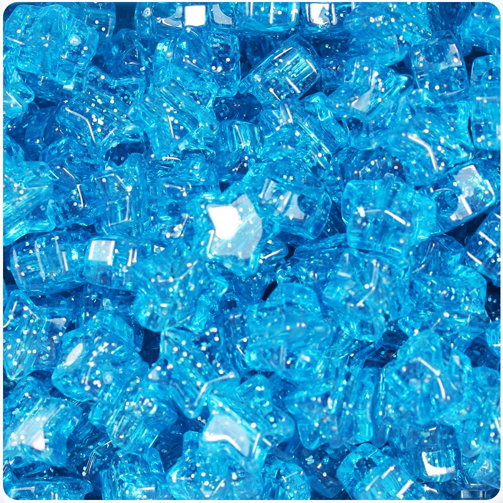 Turquoise Sparkle 13mm Star Pony Beads (50pcs)