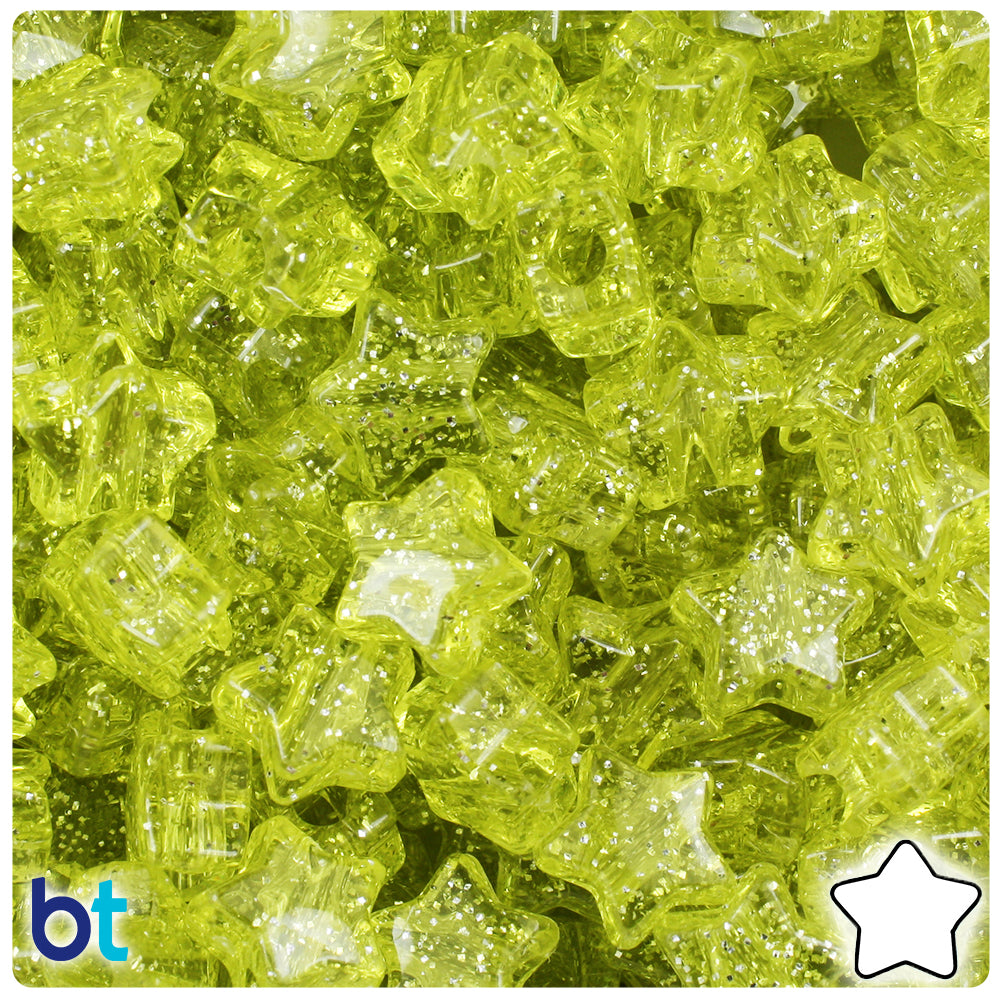Yellow Sparkle 13mm Star Pony Beads (250pcs)