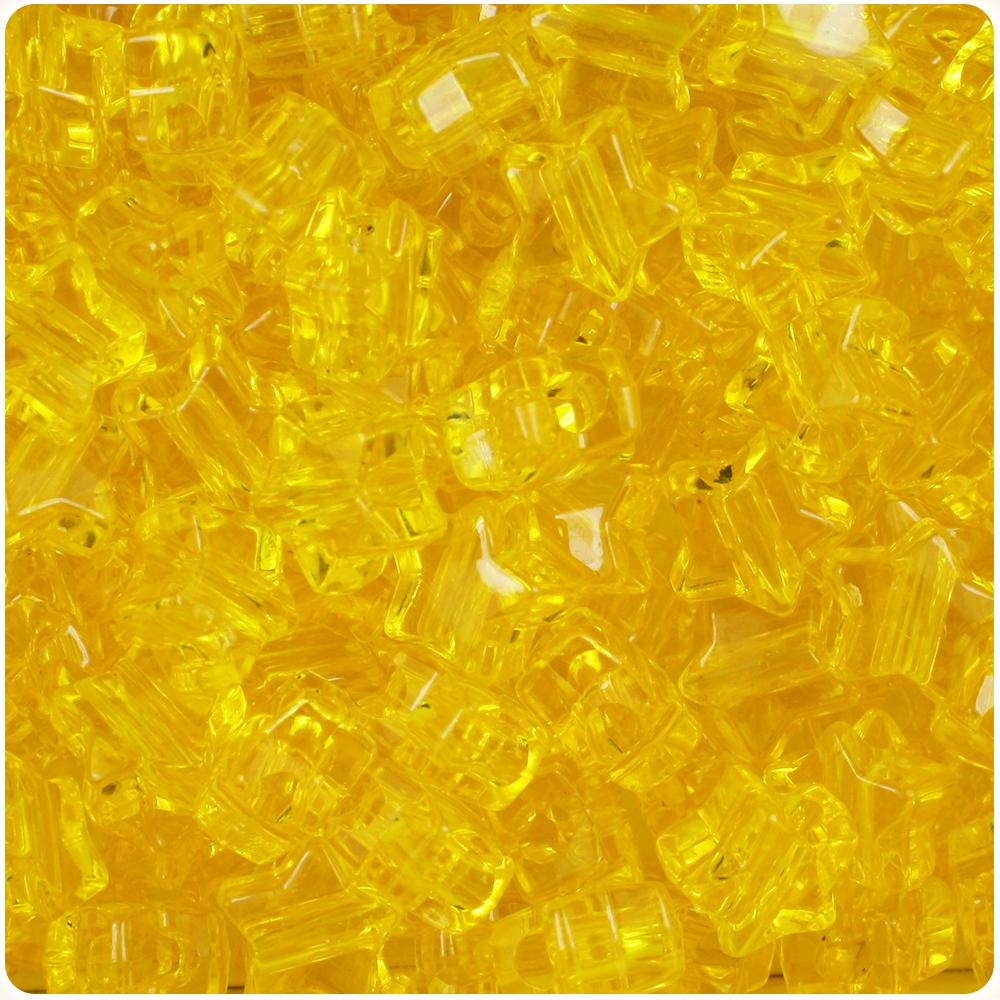 Dark Yellow Transparent 13mm Star Pony Beads (50pcs)