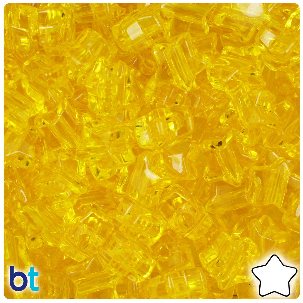 Dark Yellow Transparent 13mm Star Pony Beads (250pcs)