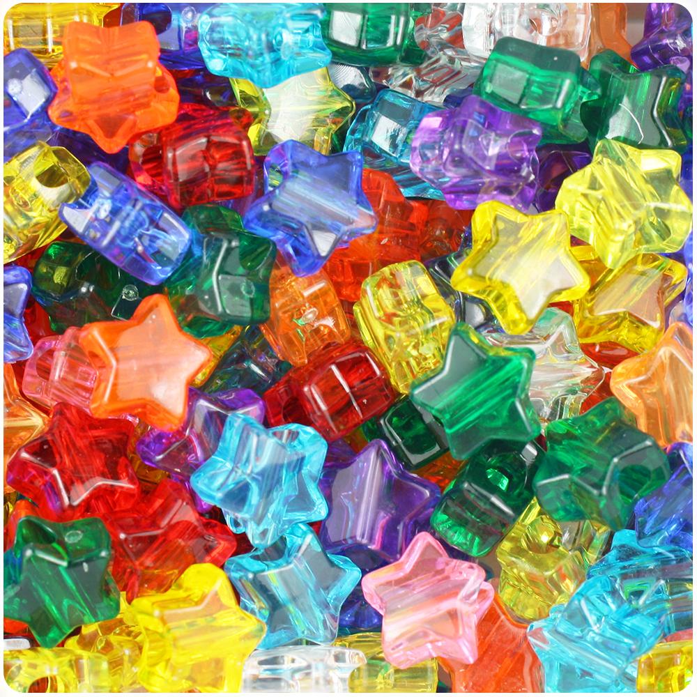 Transparent Mix 13mm Star Pony Beads (50pcs)