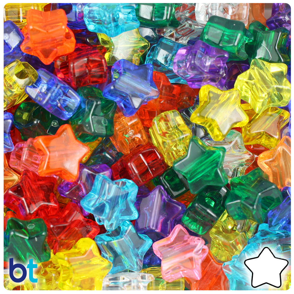 Transparent Mix 13mm Star Pony Beads (250pcs)