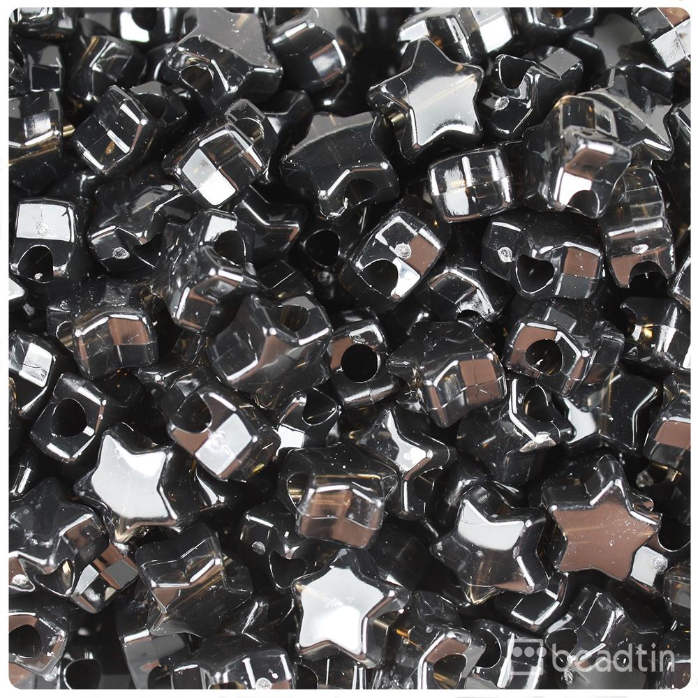 Jet Transparent 13mm Star Pony Beads (50pcs)