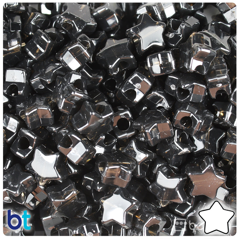 Jet Transparent 13mm Star Pony Beads (250pcs)
