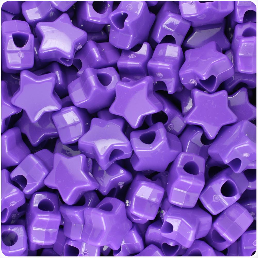 Dark Lilac Opaque 13mm Star Pony Beads (50pcs)