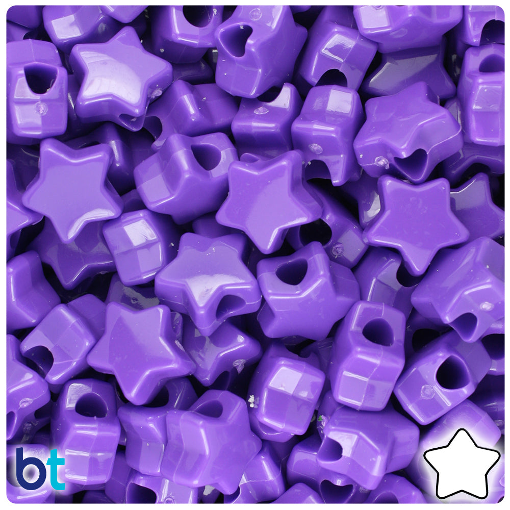 Dark Lilac Opaque 13mm Star Pony Beads (250pcs)