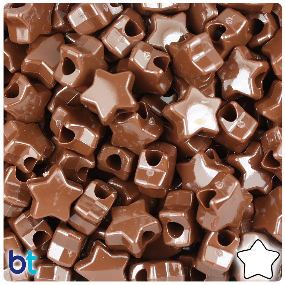 Chocolate Opaque 13mm Star Pony Beads (250pcs)
