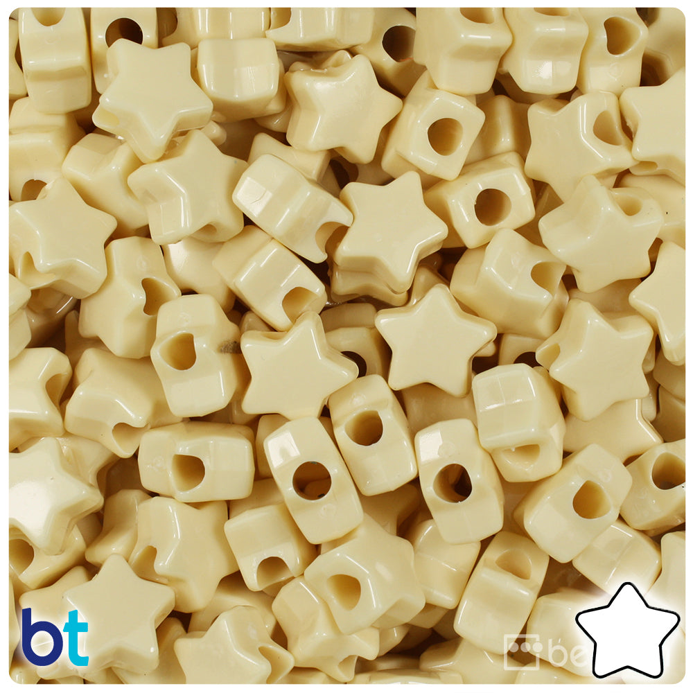 Ivory Opaque 13mm Star Pony Beads (250pcs)